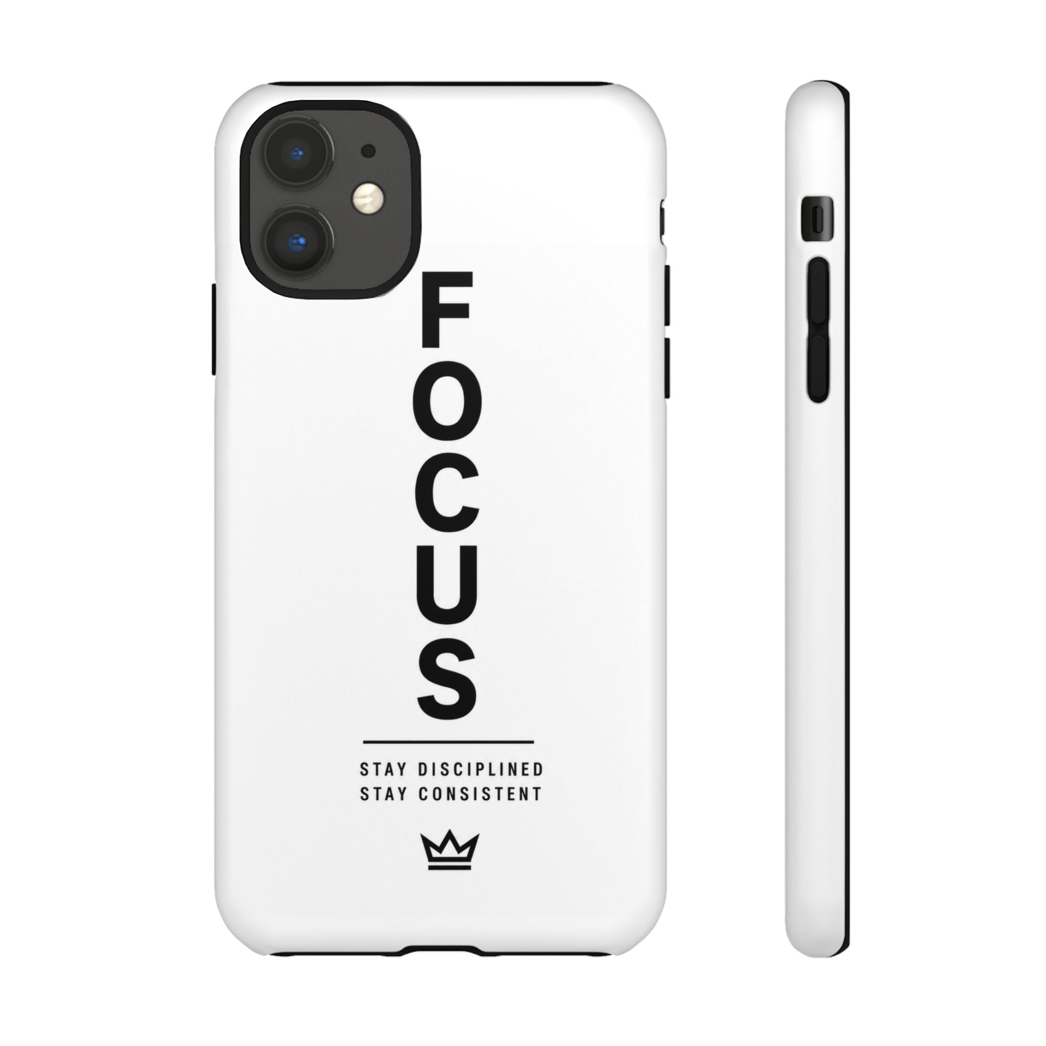 FOCUS Phone Case — Minimalist Motivational iPhone Cover (“Stay Disciplined, Stay Consistent”)