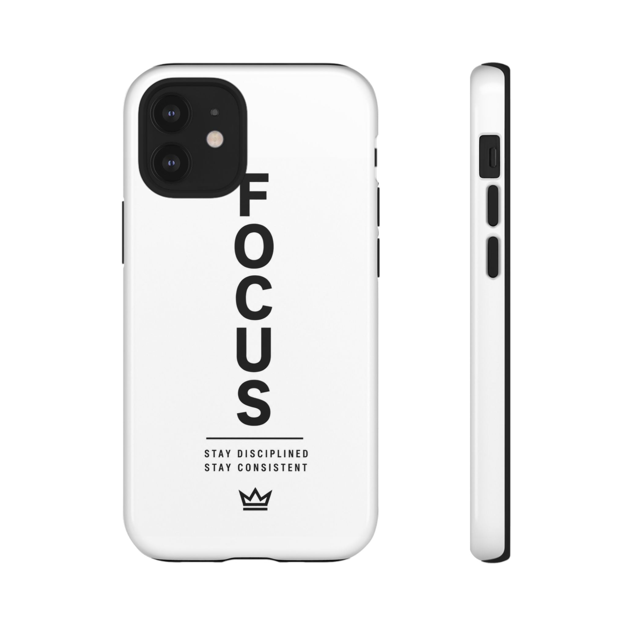 FOCUS Phone Case — Minimalist Motivational iPhone Cover (“Stay Disciplined, Stay Consistent”)