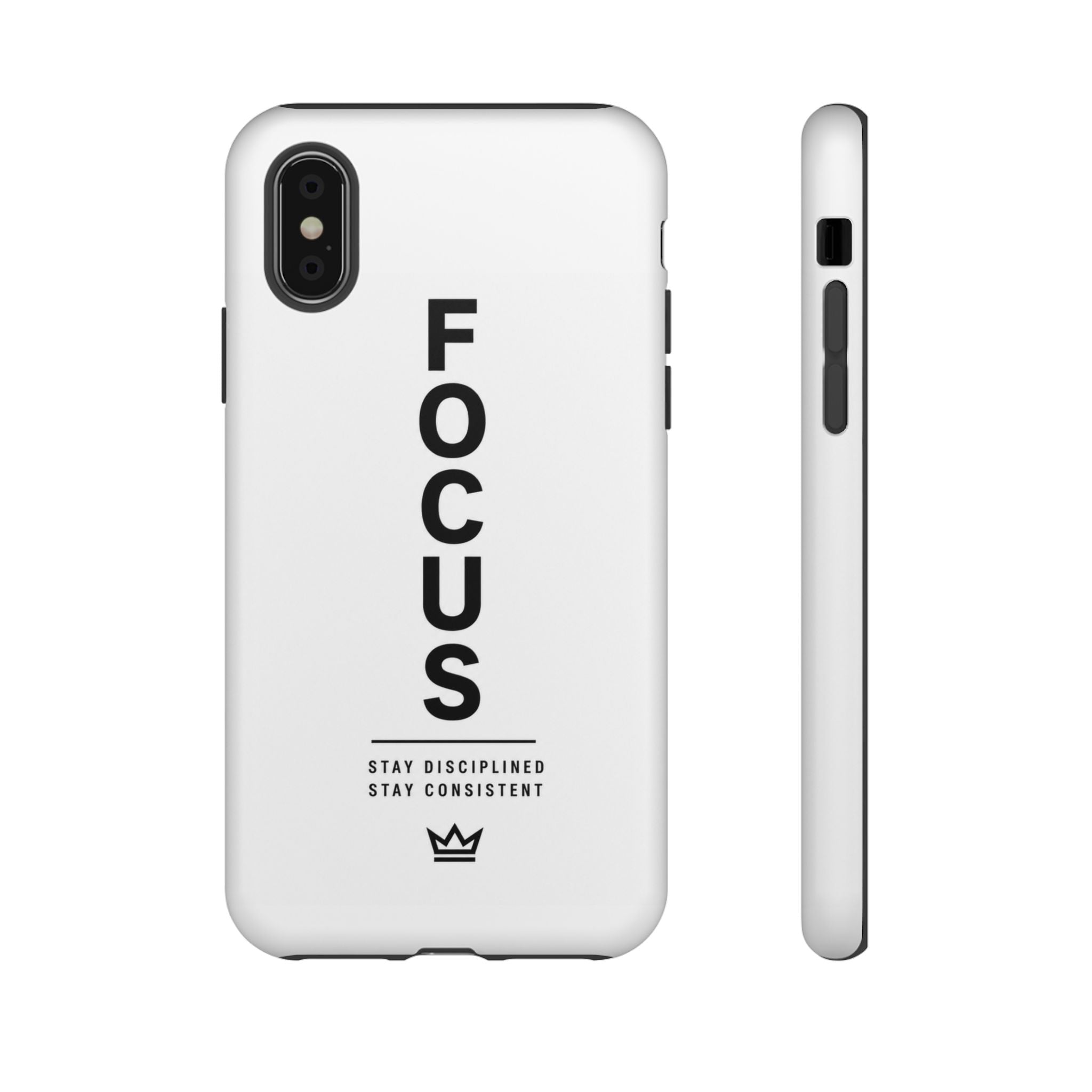 FOCUS Phone Case — Minimalist Motivational iPhone Cover (“Stay Disciplined, Stay Consistent”)