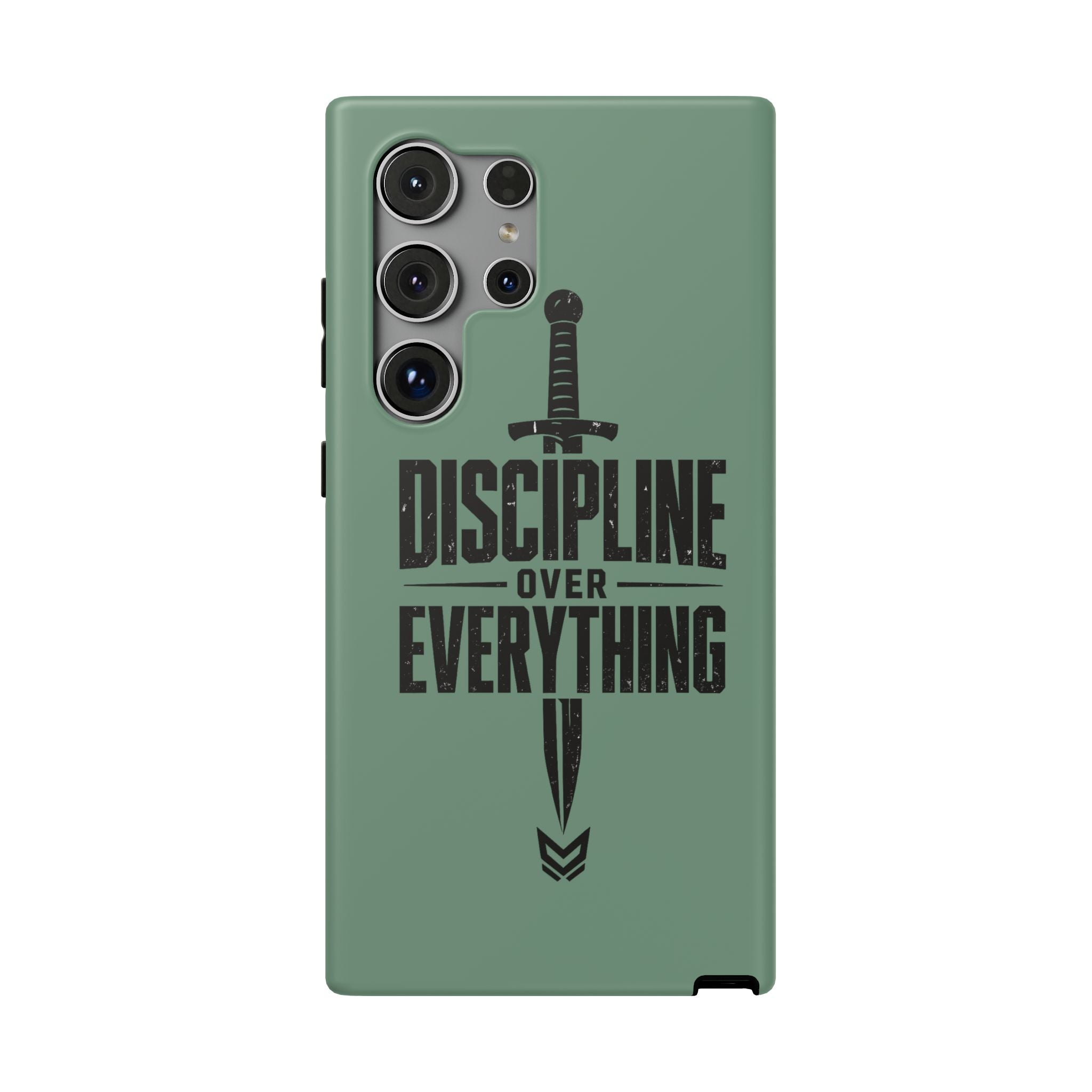 Phone Case — "Discipline Over Everything" Military Green Impact-Resistant Case