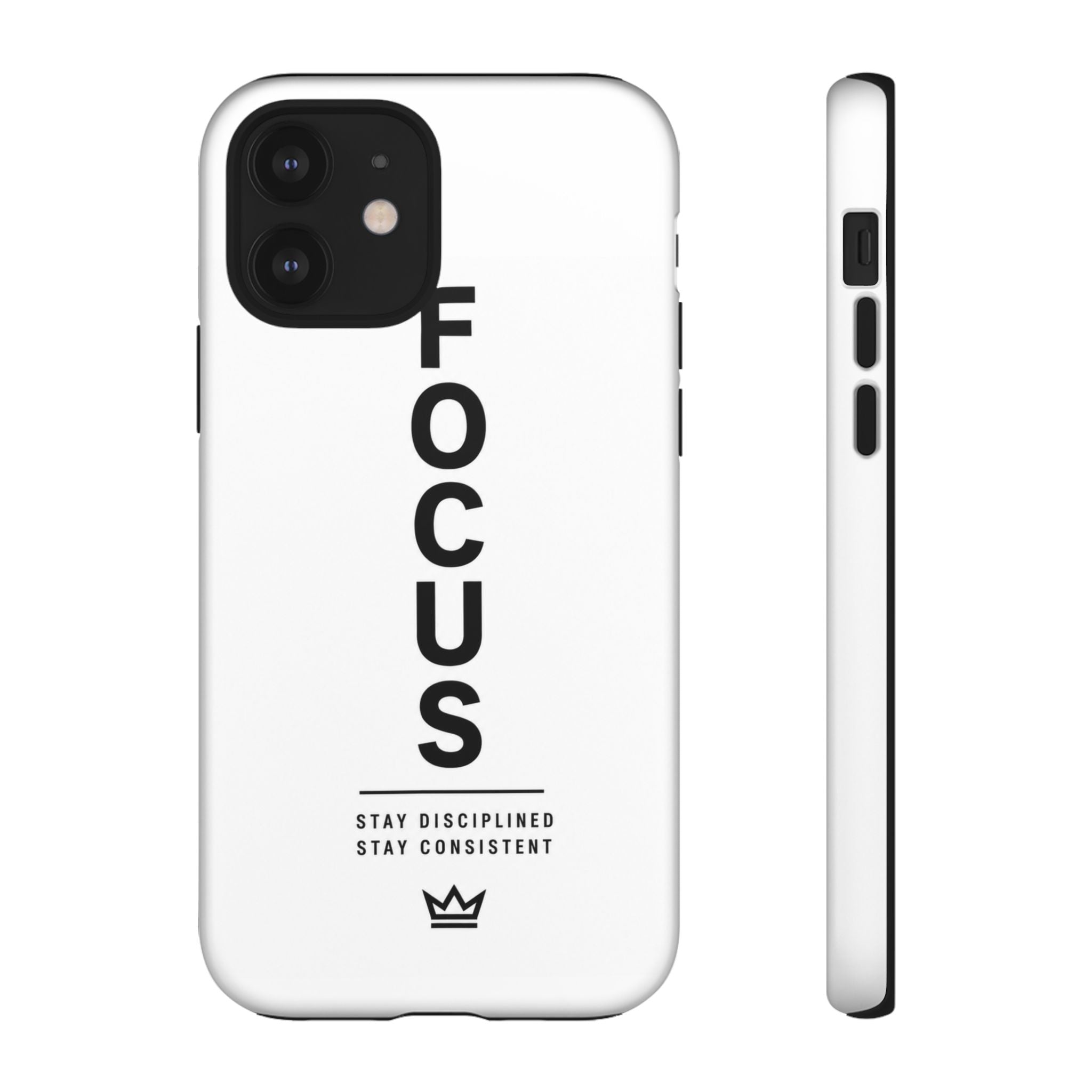 FOCUS Phone Case — Minimalist Motivational iPhone Cover (“Stay Disciplined, Stay Consistent”)